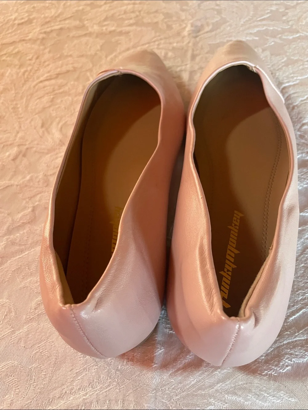 FUNKYMONKEY Women's Pointed-Toe Ballet Flats in Blush Pink NWOT Sz 10
